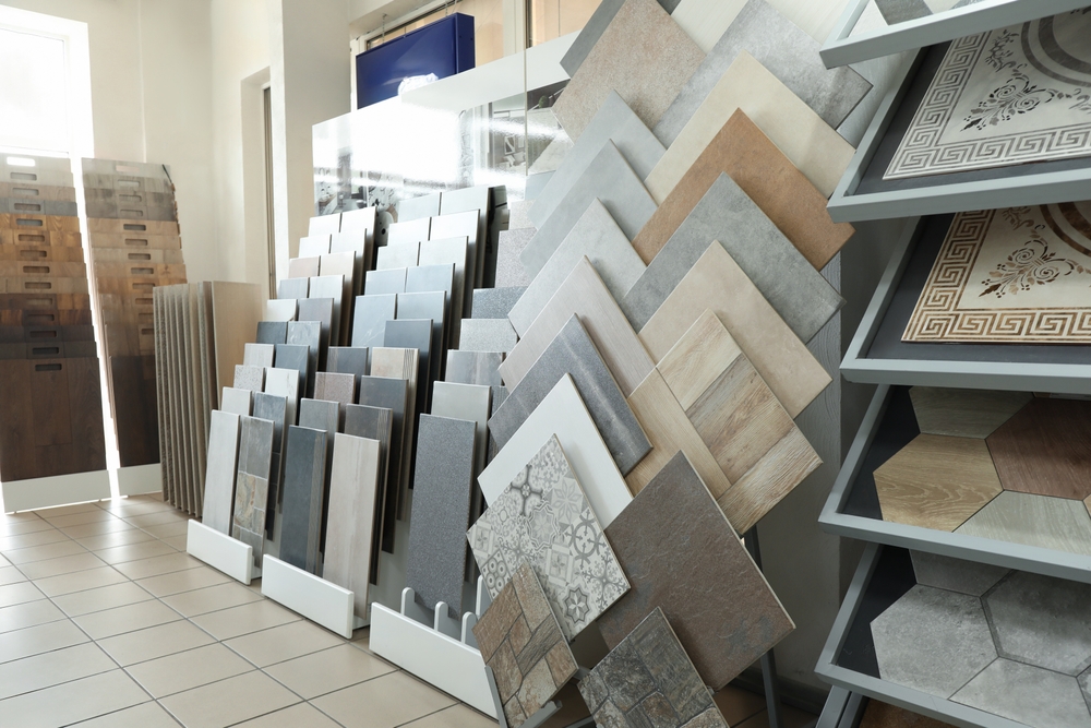 Assortment,Of,Tiles,In,Store.,Many,Different,Samples,Indoors