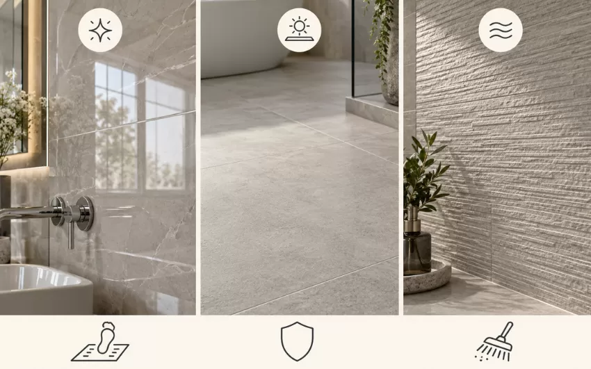 Light colour tiles for bathroom