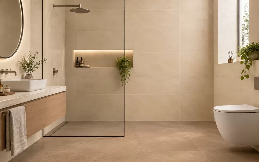 Neutrals tile colour for bathroom
