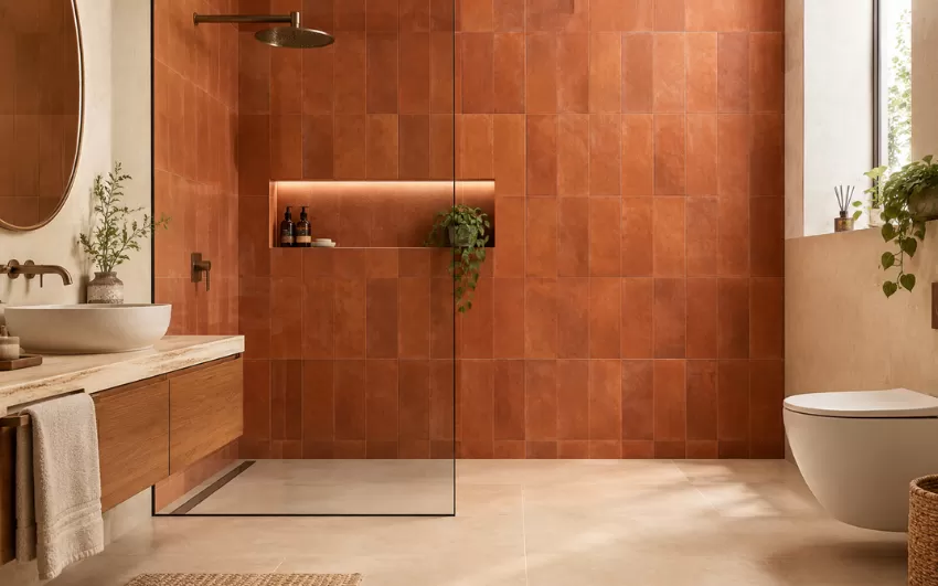 Terracotta bathroom tiles