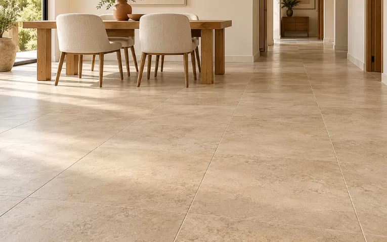 Warm Beige and Earthy-Tone Tiles for living room