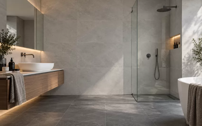 grey Bathroom tiles colour