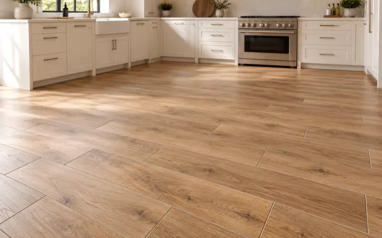 wooden floor tiles for modern kitchen